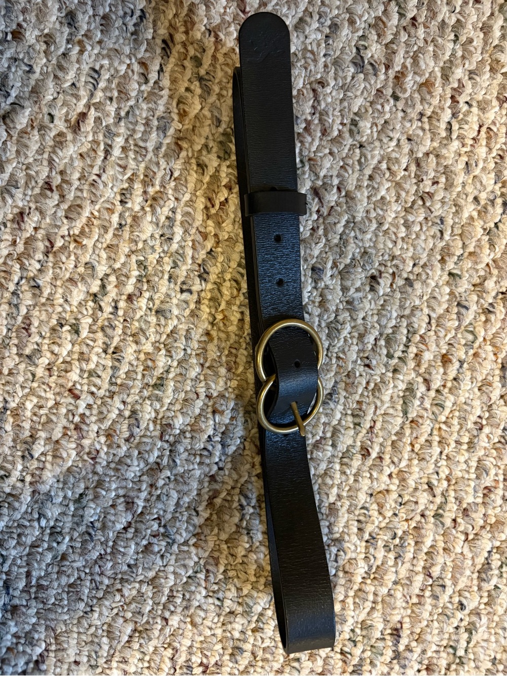Classic Black Leather Double-Ring Belt